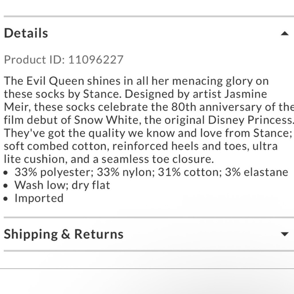 Stance Evil Queen Snow White Grimhilde Socks Snow White Apple M - Picture 3 of 8